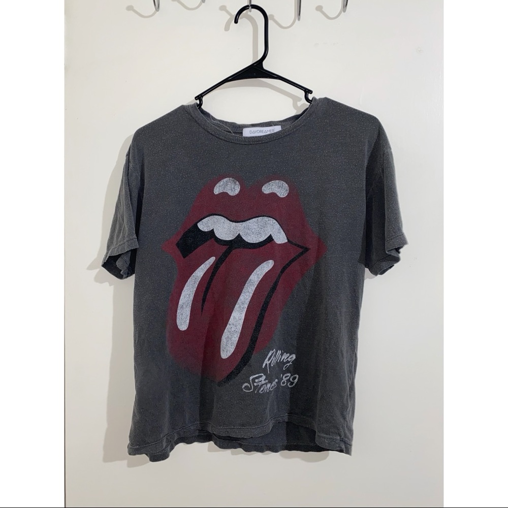 The Rolling Stones Cropped T-Shirt Womens Size S Short Sleeve Vintage Grey